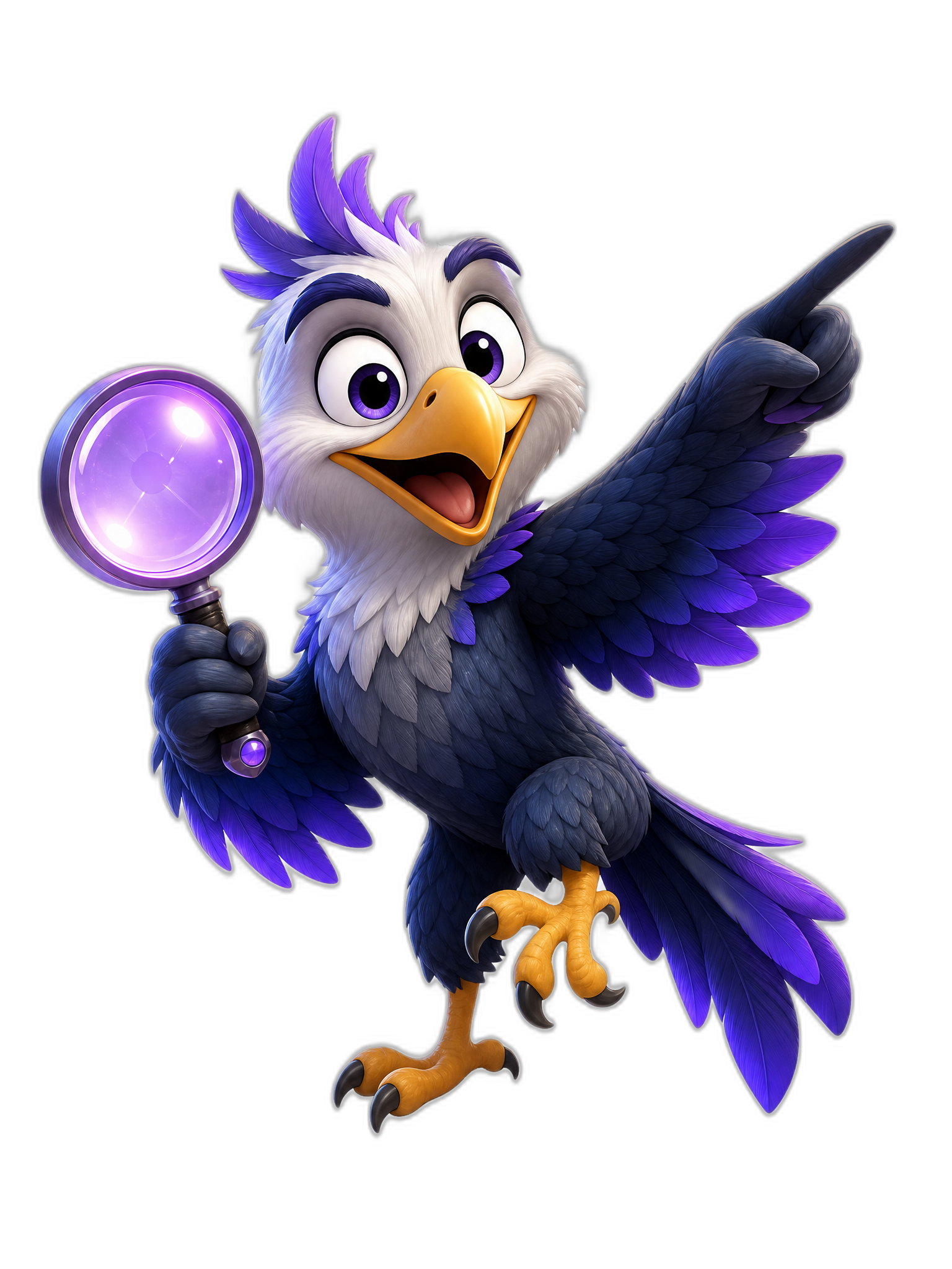 Eagle mascot with magnifying glass searching for your brand across recommendation engines